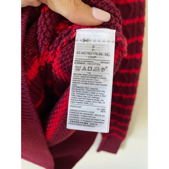 Gap Striped Pullover Cotton Heavy Sweater Red Size Small NEW with tags - Picture 8 of 8